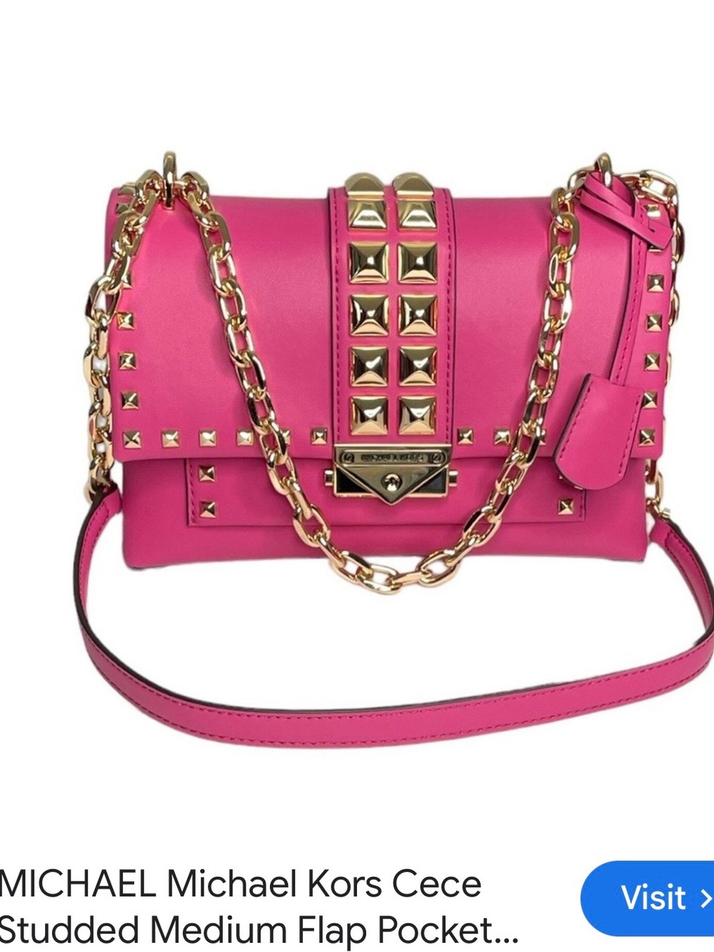 MICHAEL Michael Kors Hot Pink Studded Chain Crossbody Bag